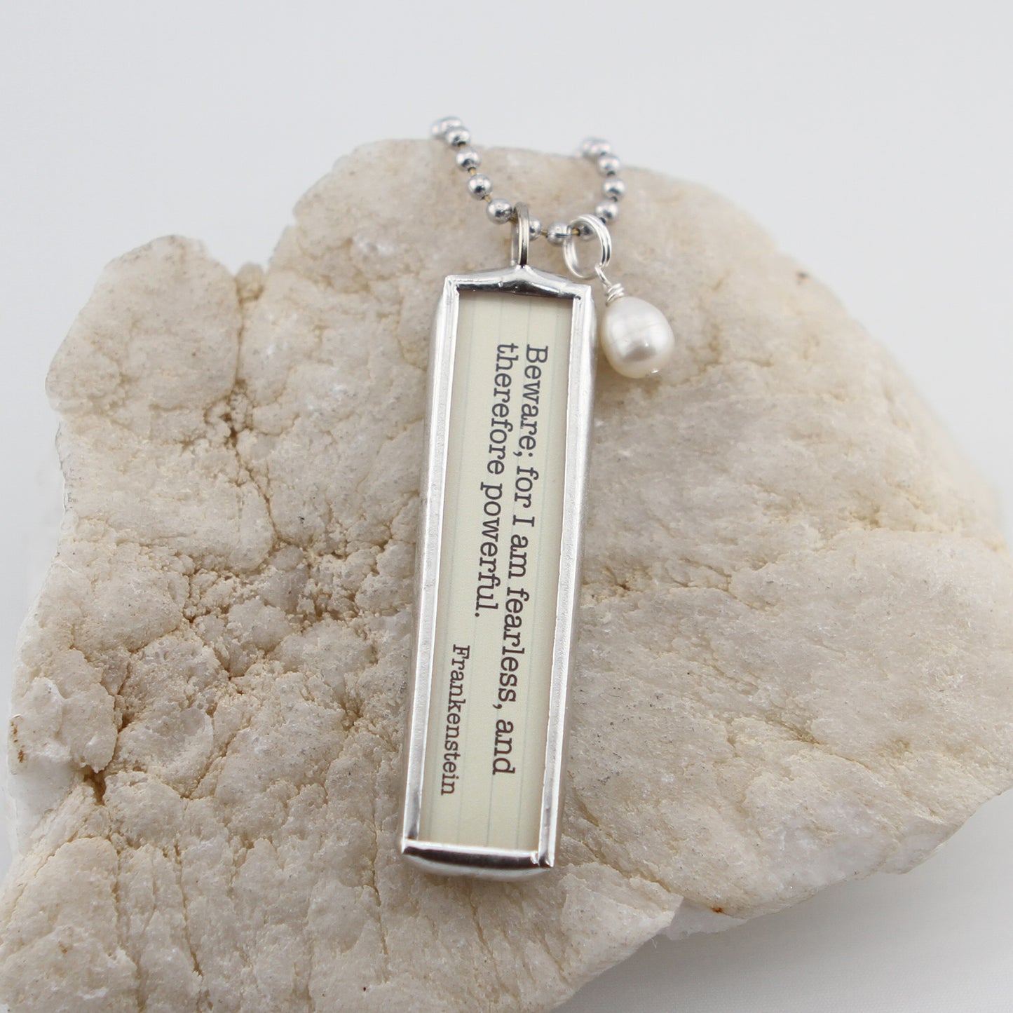 Frankenstein Book Soldered Art Jewelry Charm or Necklace