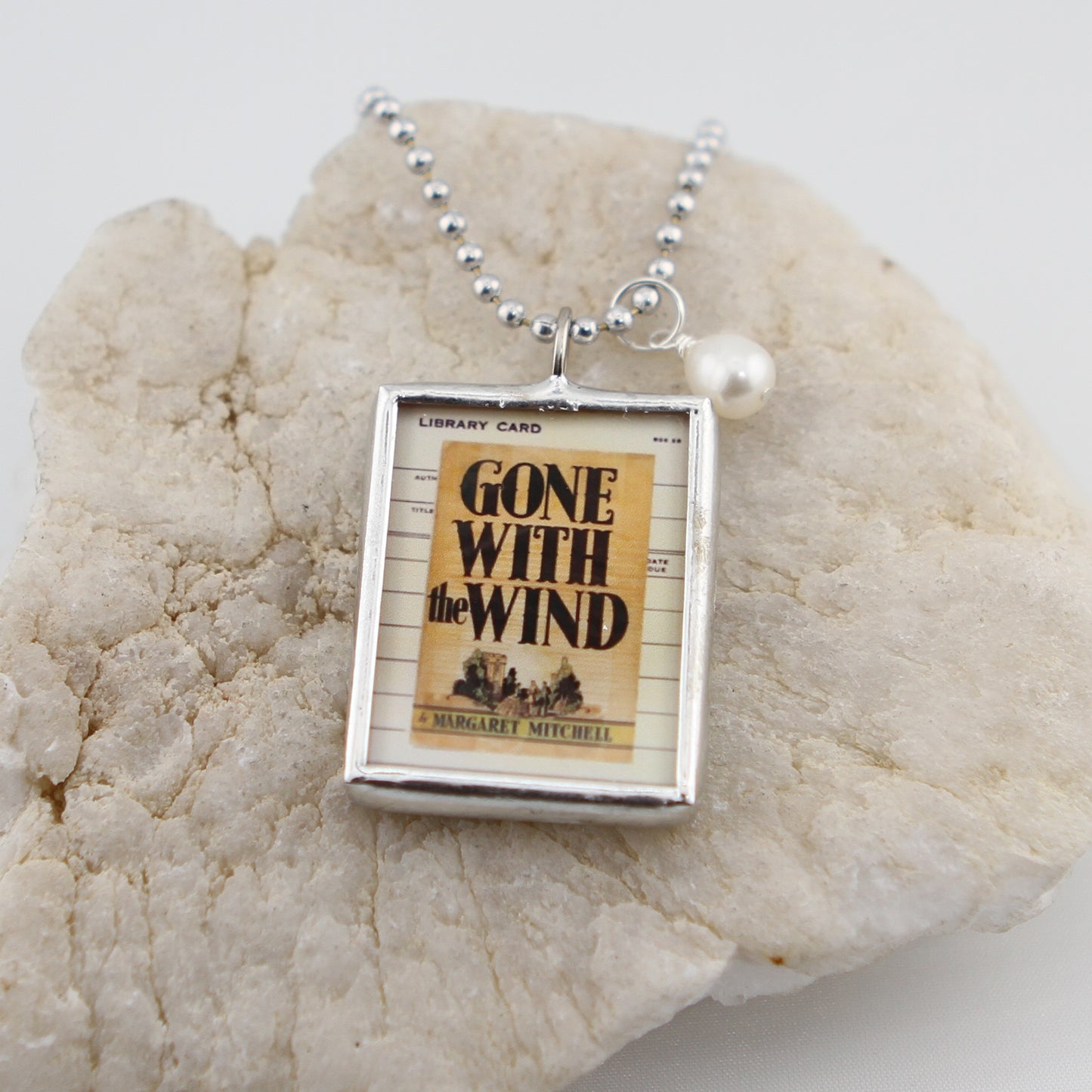 Gone With The Wind Book Cover Quote Soldered Art Jewelry Charm or Necklace