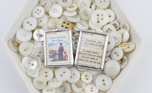 The Grapes of Wrath Book Cover Quote Soldered Art Jewelry Charm or Necklace
