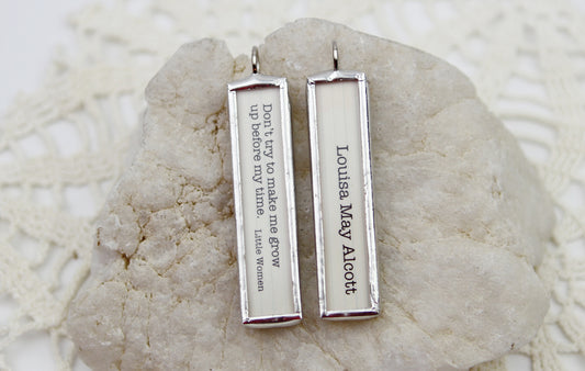 Little Women Grow Up Book Quote Soldered Art Jewelry Charm or Necklace
