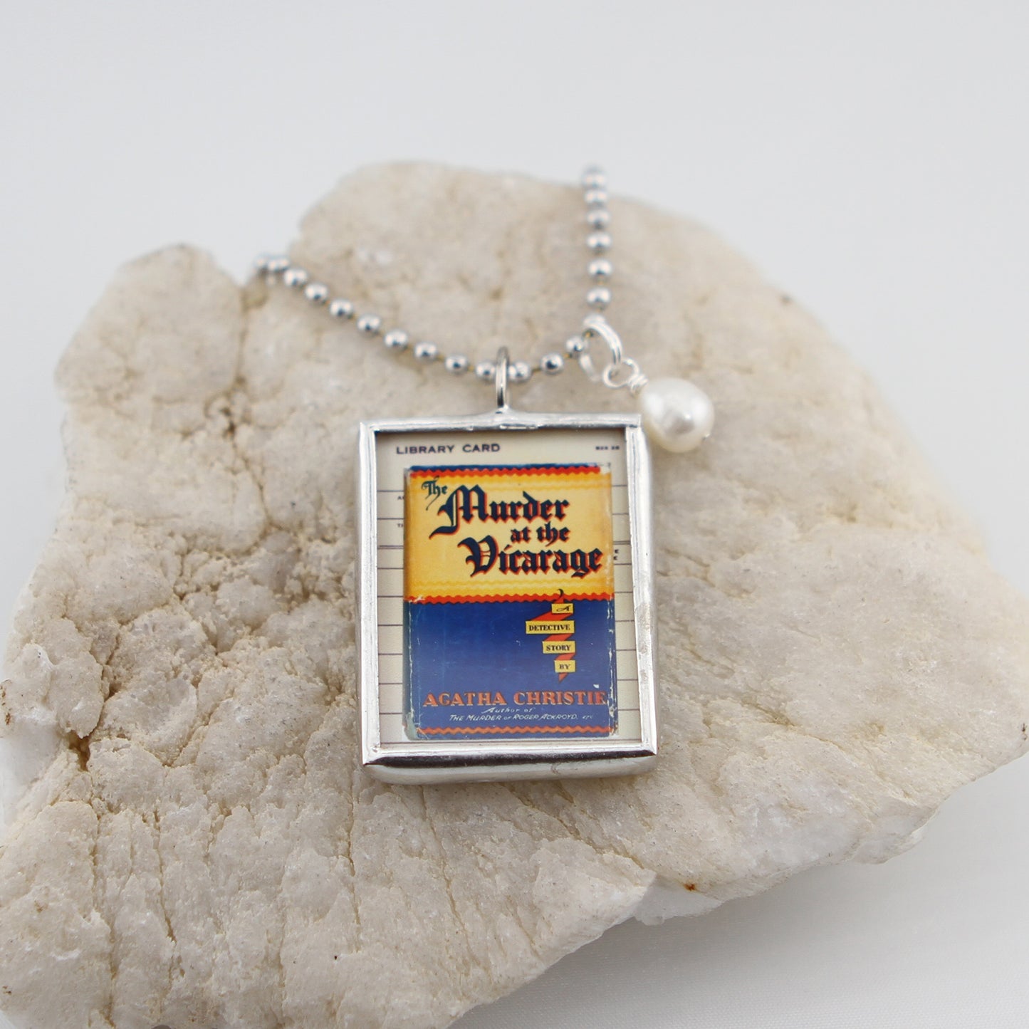 The Murder at the Vicarage Book Cover Quote Soldered Art Jewelry Charm or Necklace