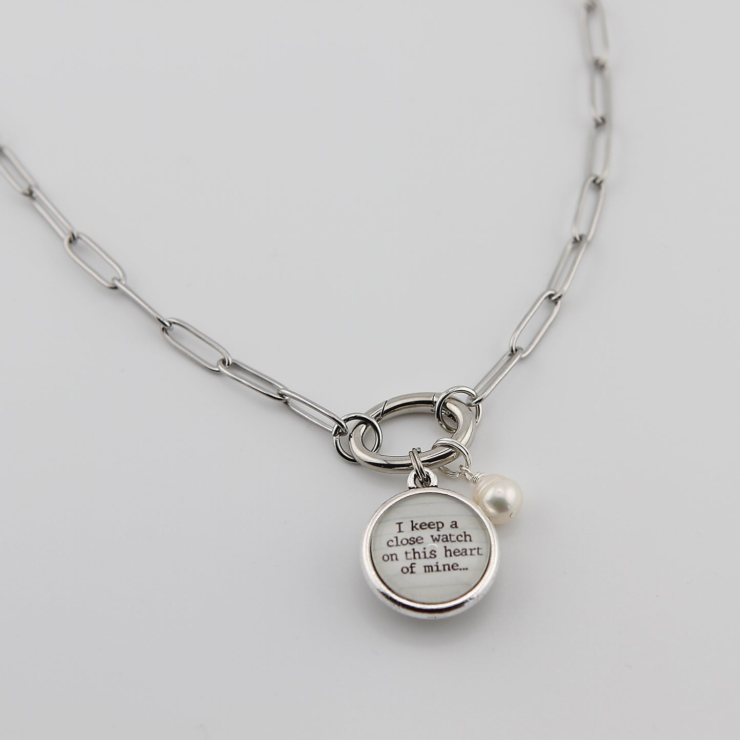 Paperclip Oval Charm Holder Necklace