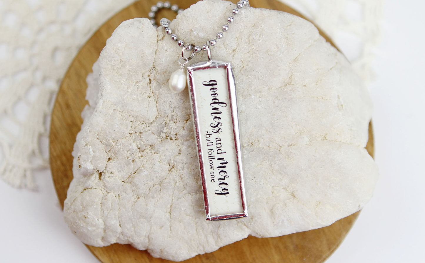 Psalm 23 Goodness and Mercy Soldered Art Jewelry Charm