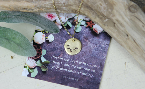 Trust Hand Stamped Scripture Necklace