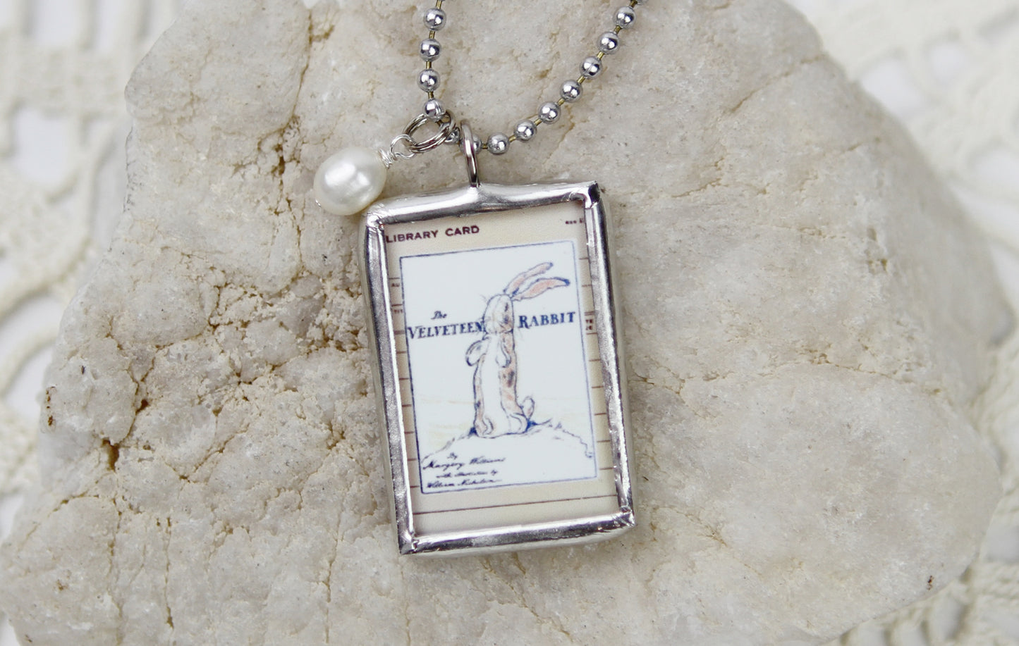 The Velveteen Rabbit Book Cover Quote Soldered Art Jewelry Charm or Necklace