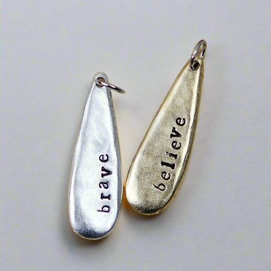 gold or silver custom word charm