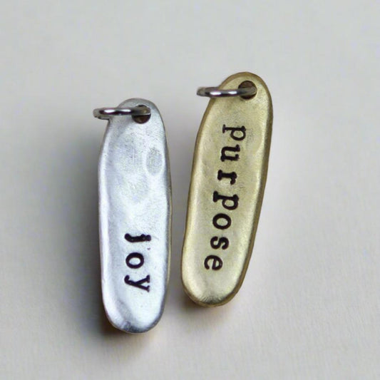 Gold or Silver oval charm with custom word