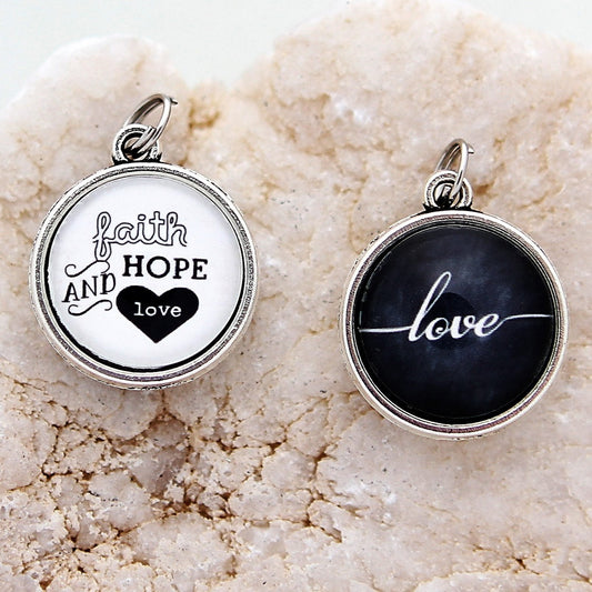 Faith Hope And Love Double Bubble Charm