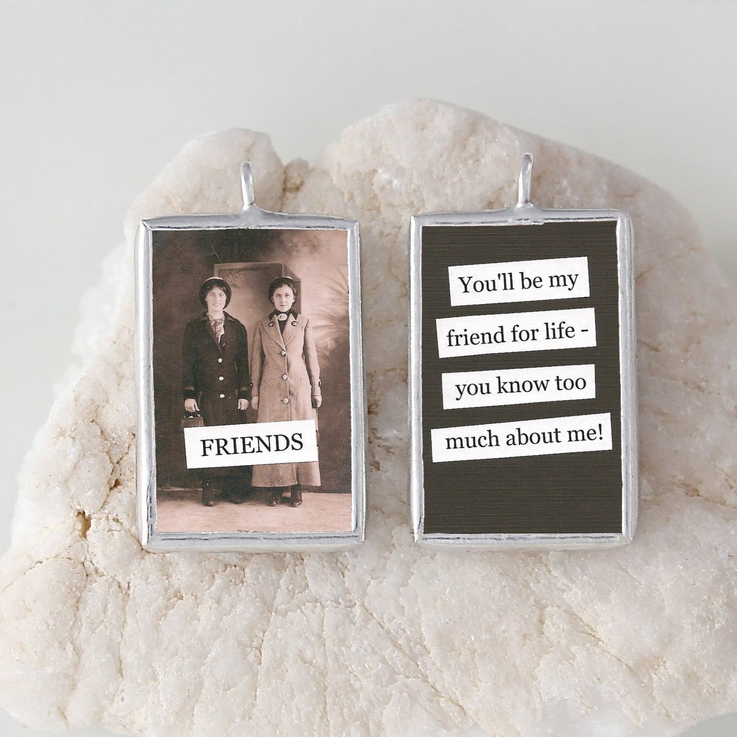 two sided soldered art charm friends