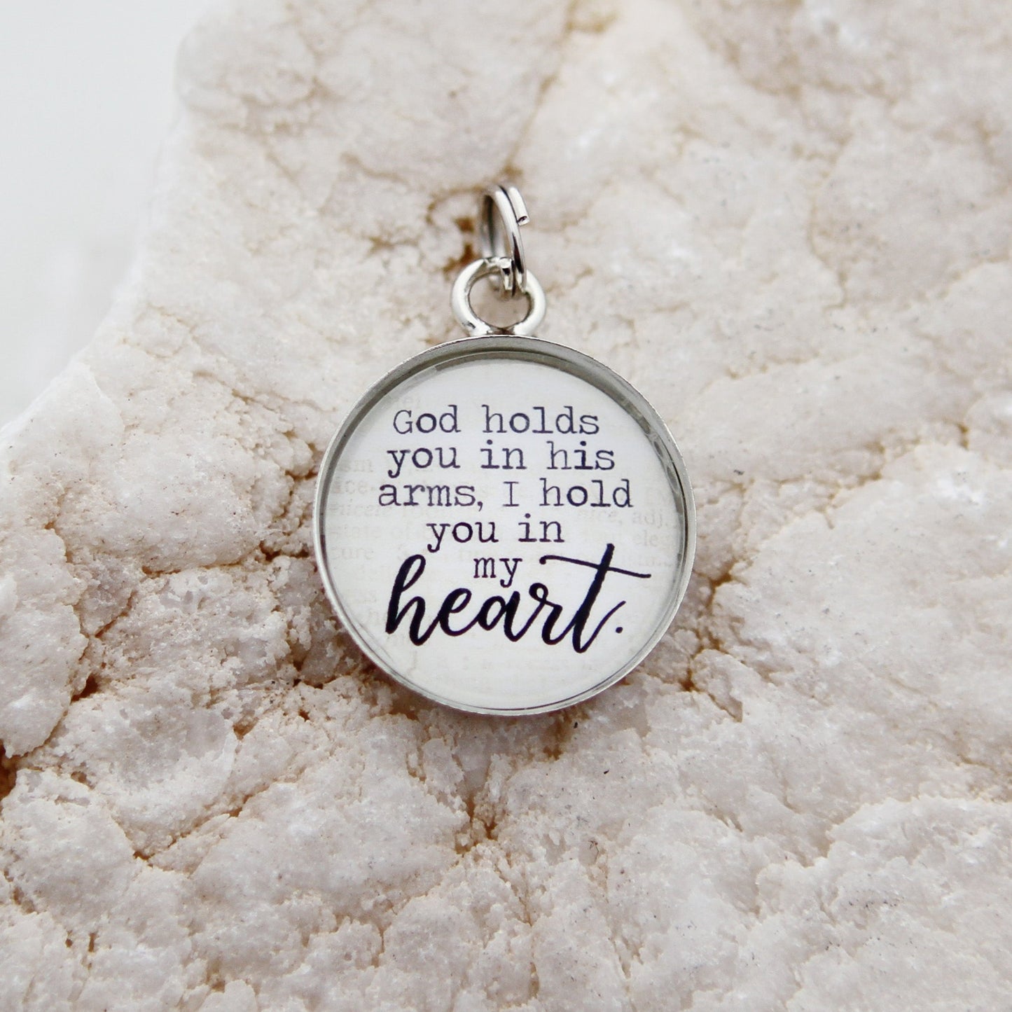 God Holds You In His Arms Bubble Charm - Jennifer Dahl Designs