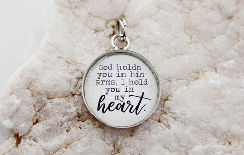 God Holds You In His Arms Bubble Charm