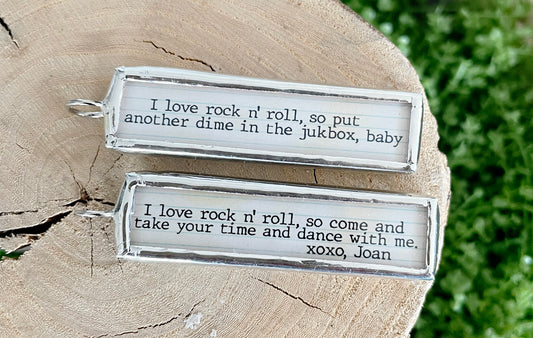I Love Rock n' Roll Soldered Jewelry Charm Lyric Stick