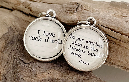I Love Rock n' Roll Lyric Double Sided Bubble Jewelry Charm