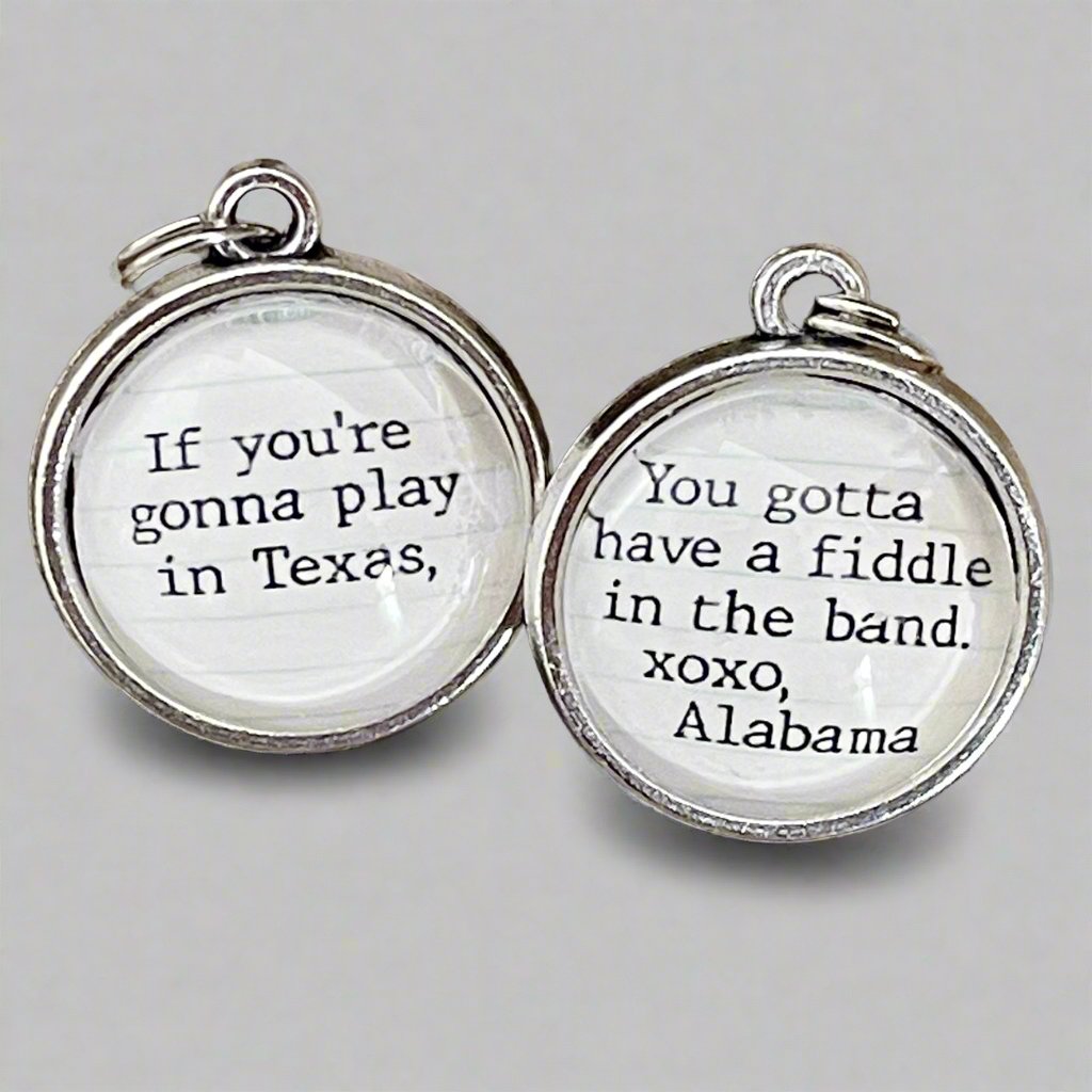 Play In Texas Lyric Double Sided Bubble Jewelry Charm