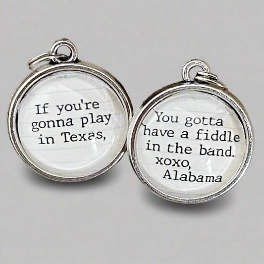 Play In Texas Lyric Double Sided Bubble Jewelry Charm