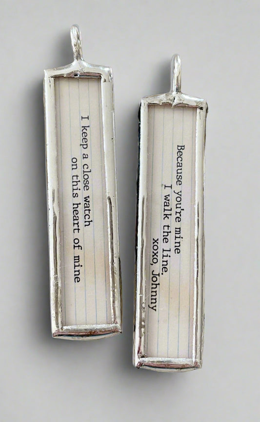 Walk the Line Lyric Stick Soldered Art Jewelry Charm