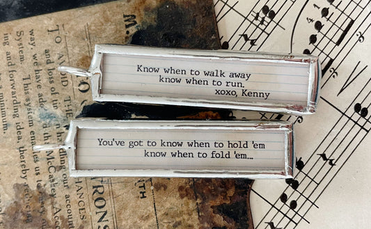 The Gambler Lyric Stick Soldered Art Jewelry Charm