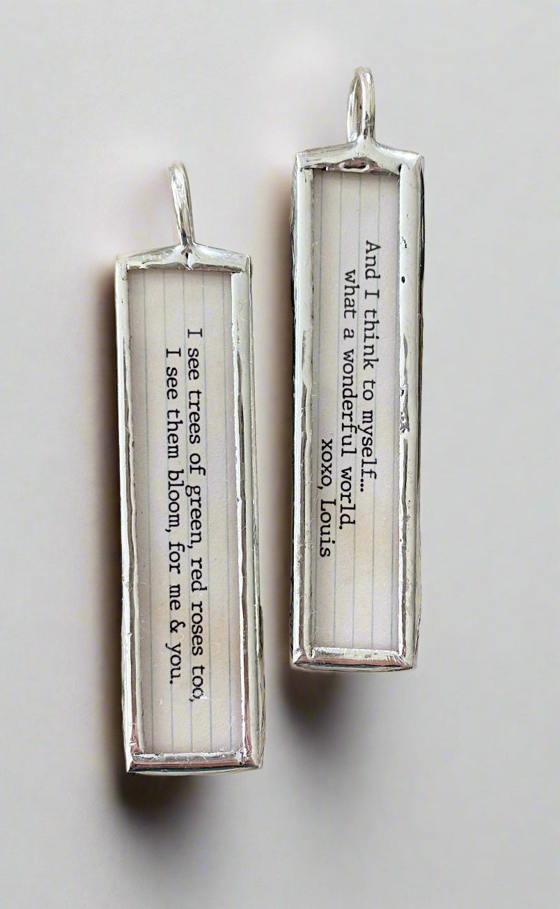 Wonderful World Lyric Stick Soldered Art Jewelry Charm