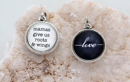 Mamas Give Us Roots And WIngs Double Bubble Charm