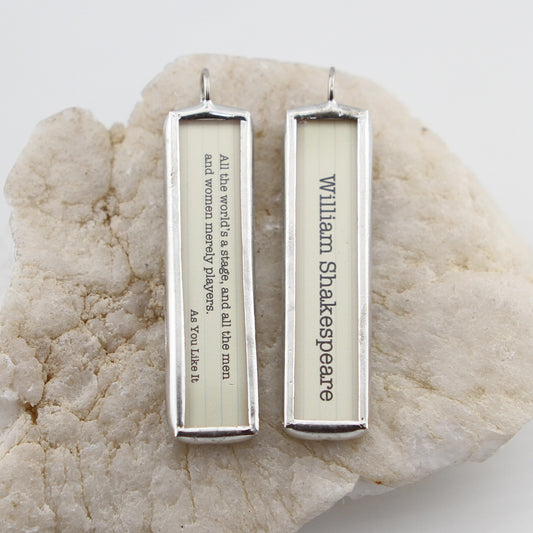 All The World's A Stage Shakespeare Literary Book Soldered Art Jewelry Charm or Necklace