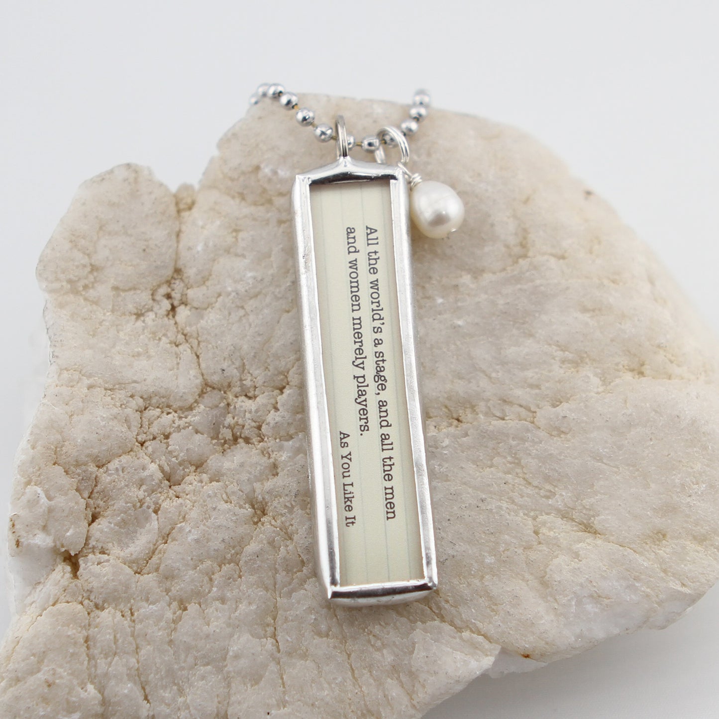 All The World's A Stage Shakespeare Literary Book Soldered Art Jewelry Charm or Necklace