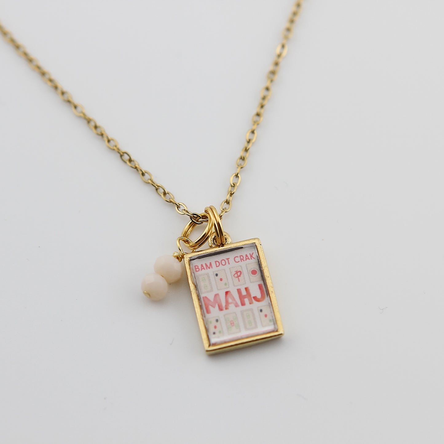 Mahjong Bam Dot Crak Necklace - Gold or Silver - Jennifer Dahl Designs
