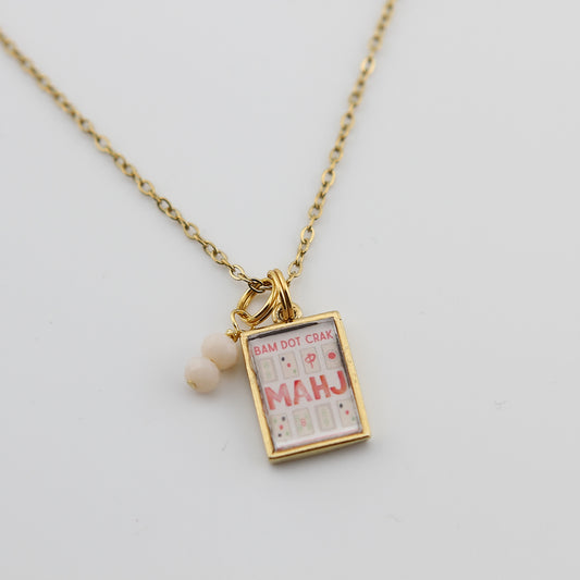 Mahjong Bam Dot Crak Necklace - Gold or Silver - Jennifer Dahl Designs