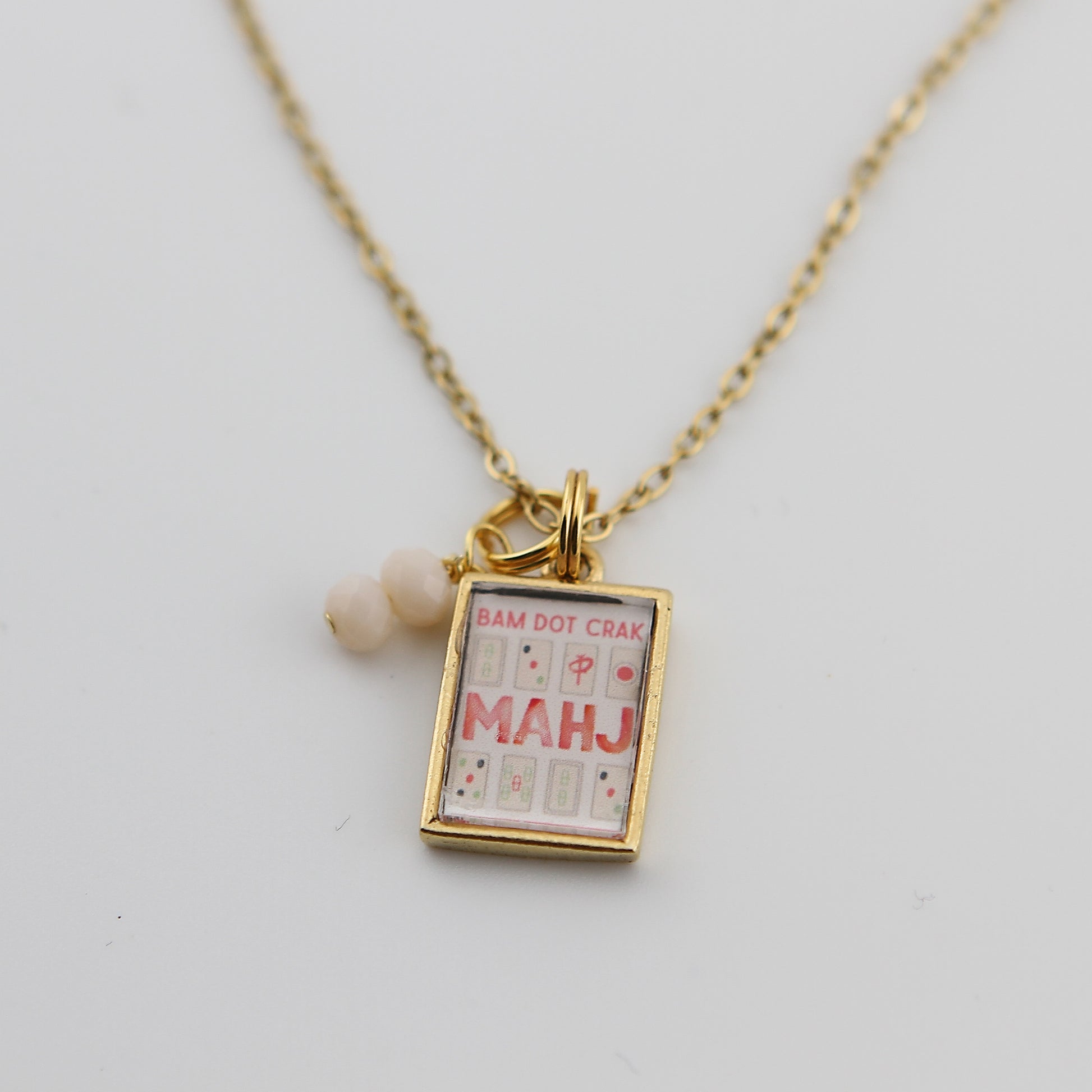 Mahjong Bam Dot Crak Necklace - Gold or Silver - Jennifer Dahl Designs