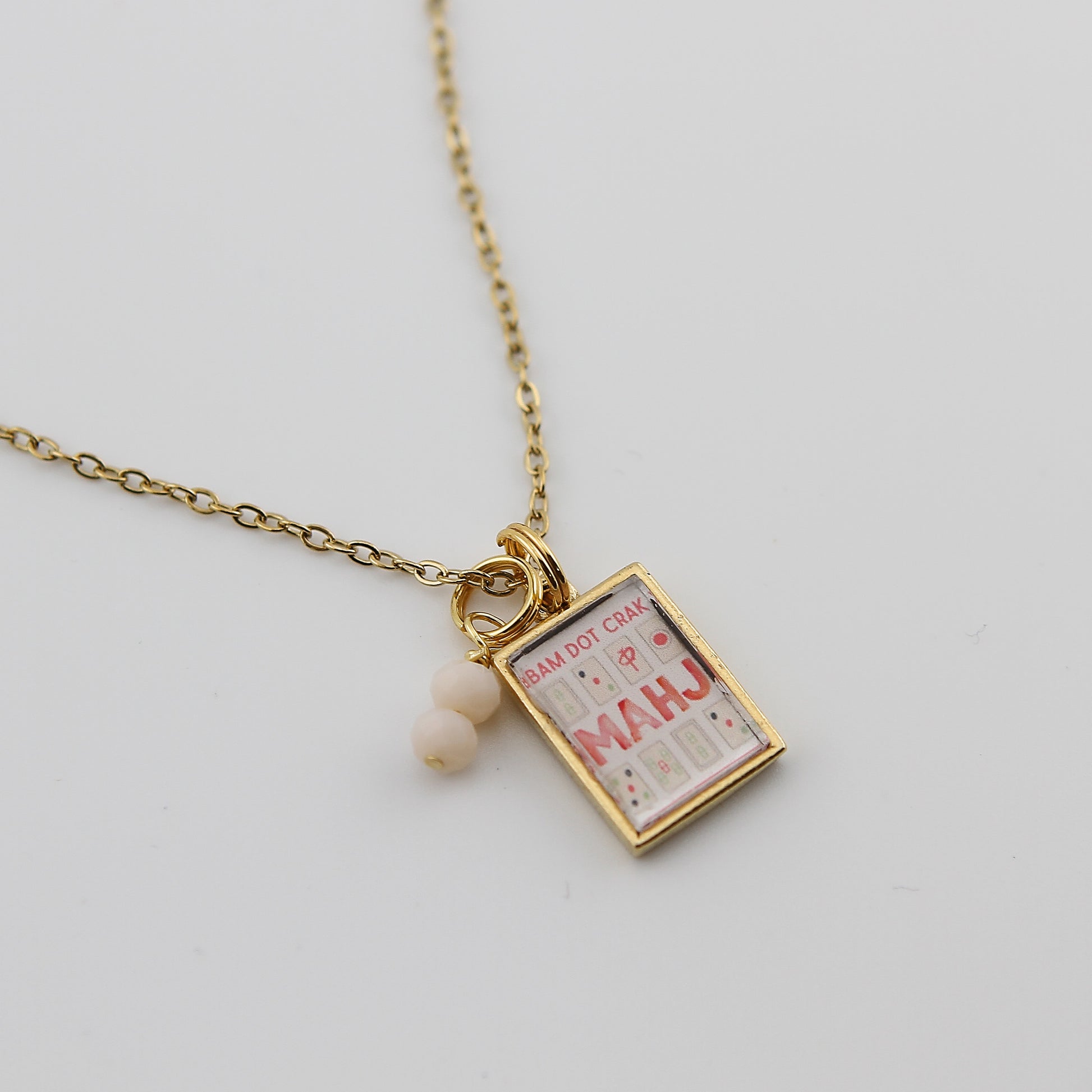 Mahjong Bam Dot Crak Necklace - Gold or Silver - Jennifer Dahl Designs