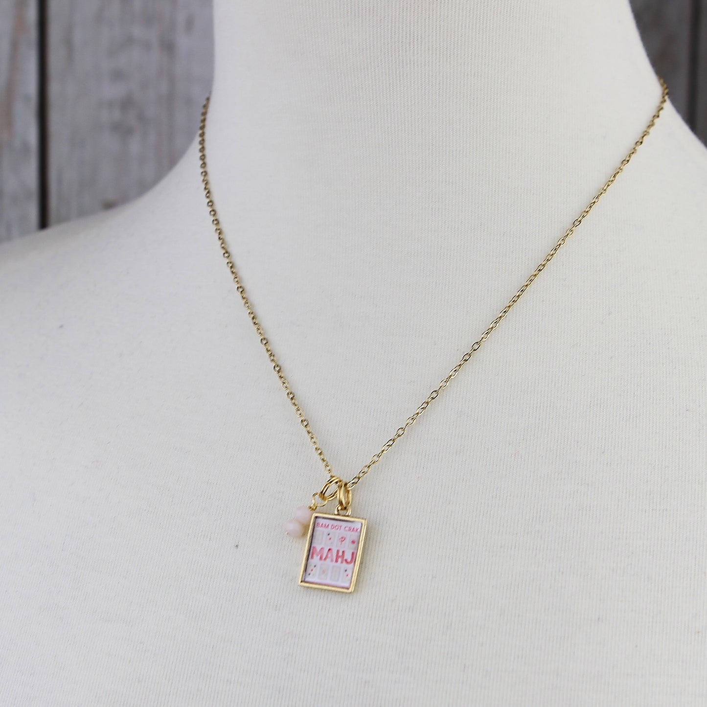 Mahjong Bam Dot Crak Necklace - Gold or Silver - Jennifer Dahl Designs