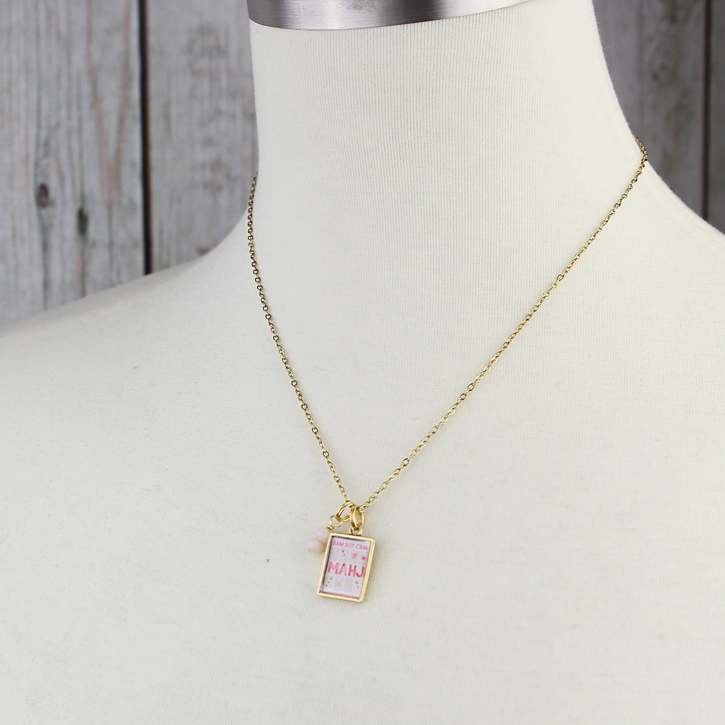 Mahjong Bam Dot Crak Necklace - Gold or Silver - Jennifer Dahl Designs