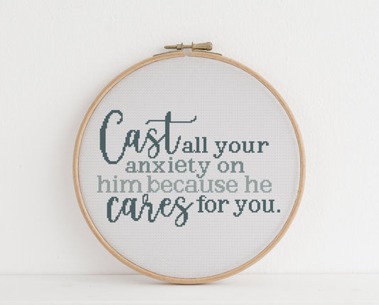 Cast All Your Anxiety Cross Stitch Kit