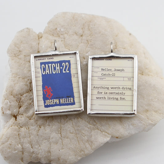 Catch 22 Book Cover Quote Soldered Art Jewelry Charm or Necklace