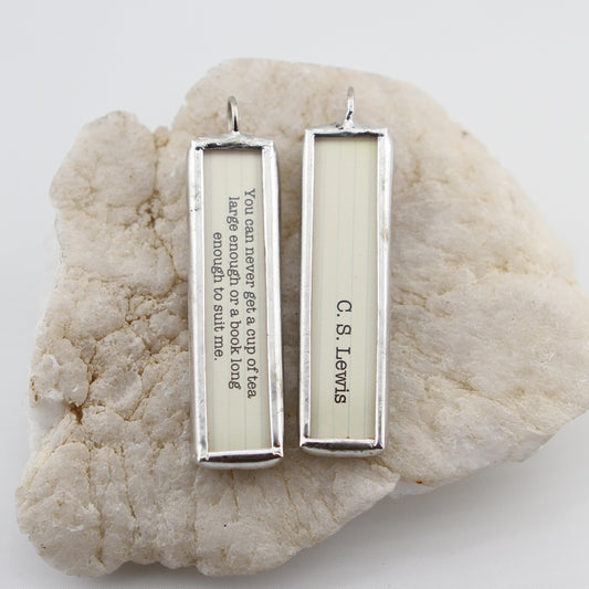 Cup of Tea Literary Book Soldered Art Jewelry Charm or Necklace