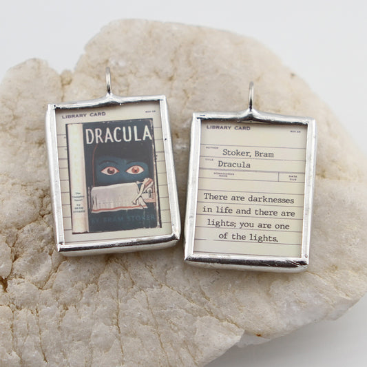 Dracula Book Cover Quote Soldered Art Jewelry Charm or Necklace