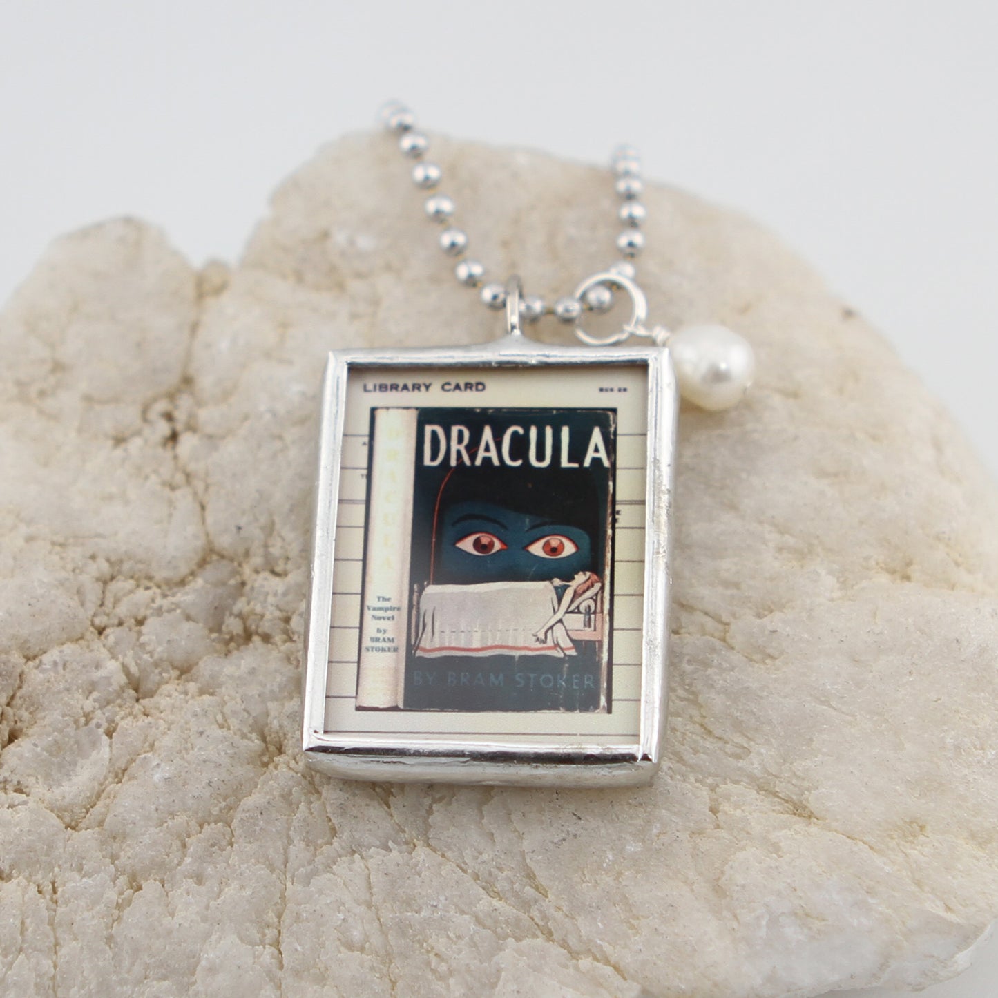 Dracula Book Cover Quote Soldered Art Jewelry Charm or Necklace