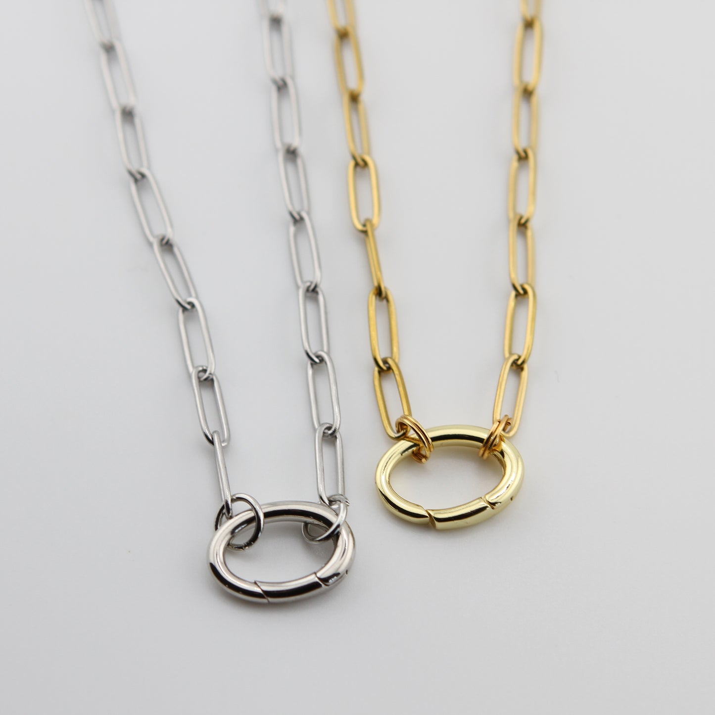 Paperclip Oval Charm Holder Necklace