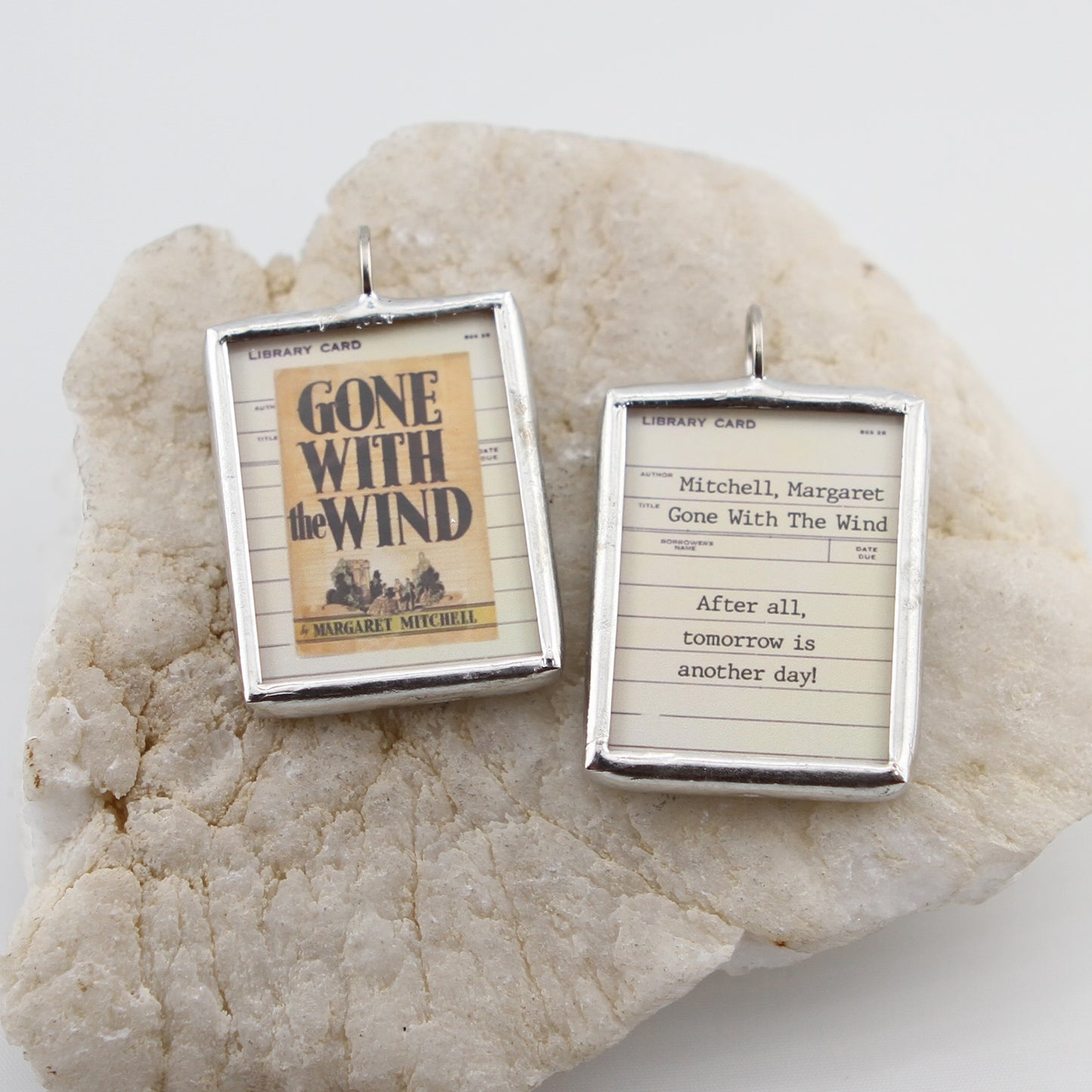 Gone With The Wind Book Cover Quote Soldered Art Jewelry Charm or Necklace