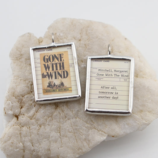 Gone With The Wind Book Cover Quote Soldered Art Jewelry Charm or Necklace