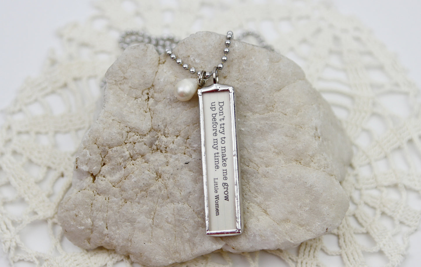 Little Women Grow Up Book Quote Soldered Art Jewelry Charm or Necklace