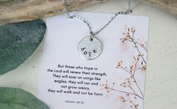 Hope Hand Stamped Scripture Necklace