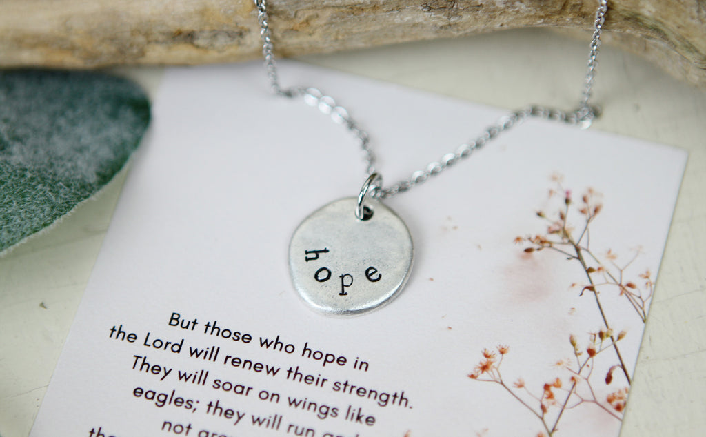 Hope Hand Stamped Scripture Necklace