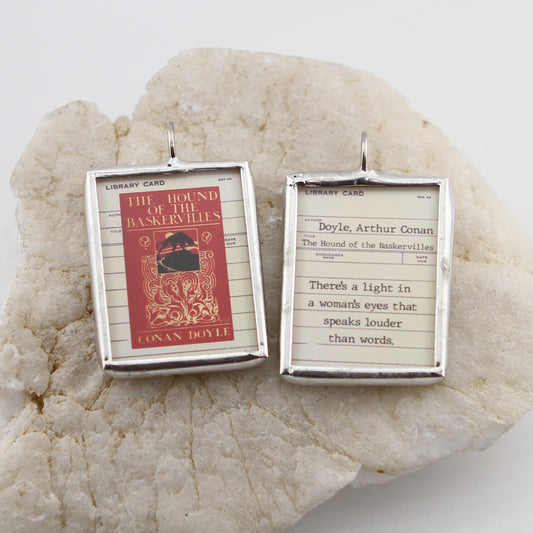 The Hound of the Baskervilles Book Cover Quote Soldered Art Jewelry Charm or Necklace