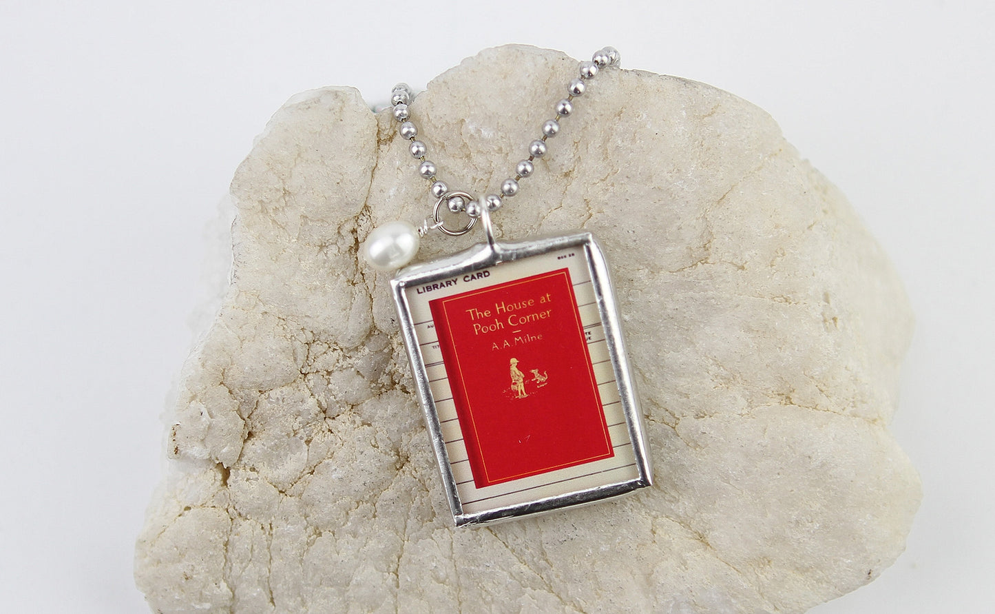 House at Pooh Corner Book Cover Quote Soldered Art Jewelry Charm or Necklace
