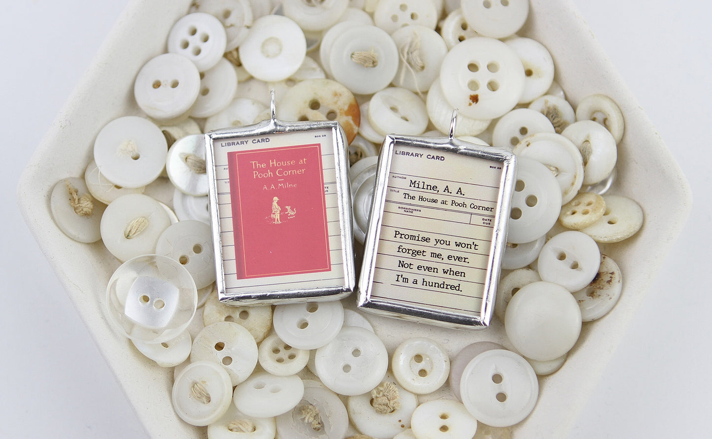 House at Pooh Corner Book Cover Quote Soldered Art Jewelry Charm or Necklace