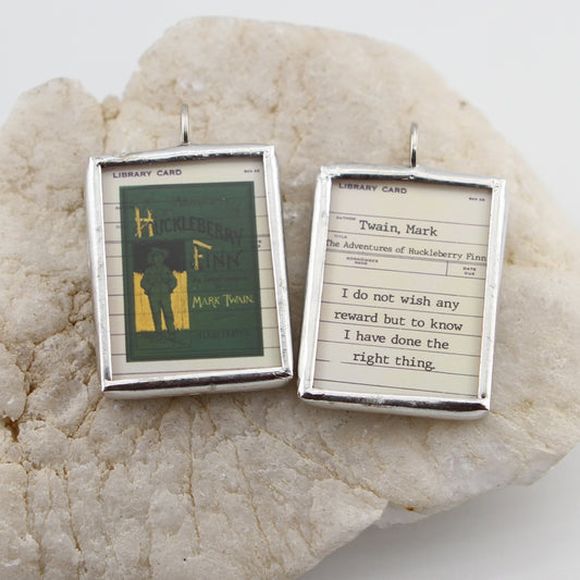 Huckleberry Finn Book Cover Quote Soldered Art Jewelry Charm or Necklace