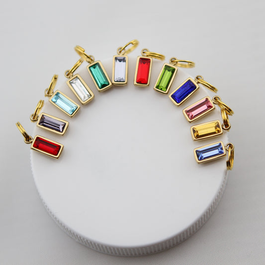 Gold Rectangle Crystal Birthstone - Jennifer Dahl Designs