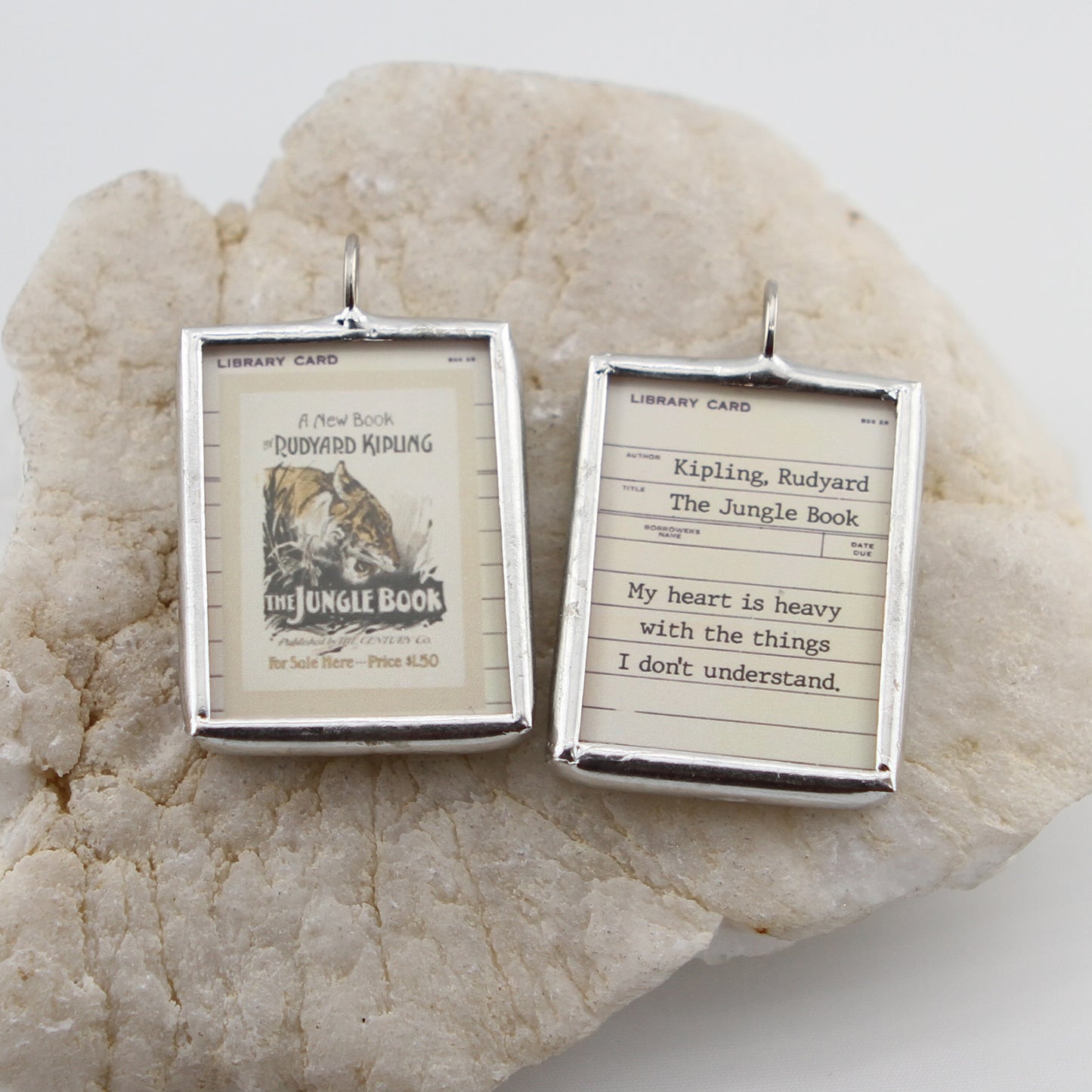 The Jungle Book Cover Quote Soldered Art Jewelry Charm or Necklace