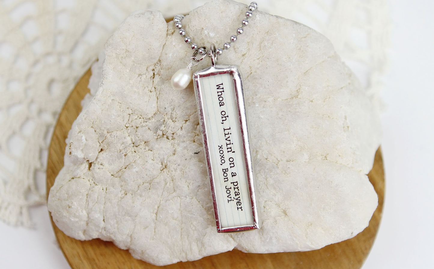 Livin' On A Prayer Lyric Stick Soldered Art Jewelry Charm
