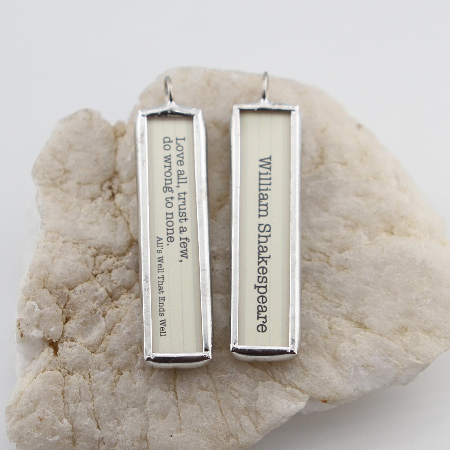 Love All Trust Few Shakespeare Book Soldered Art Jewelry Charm or Necklace